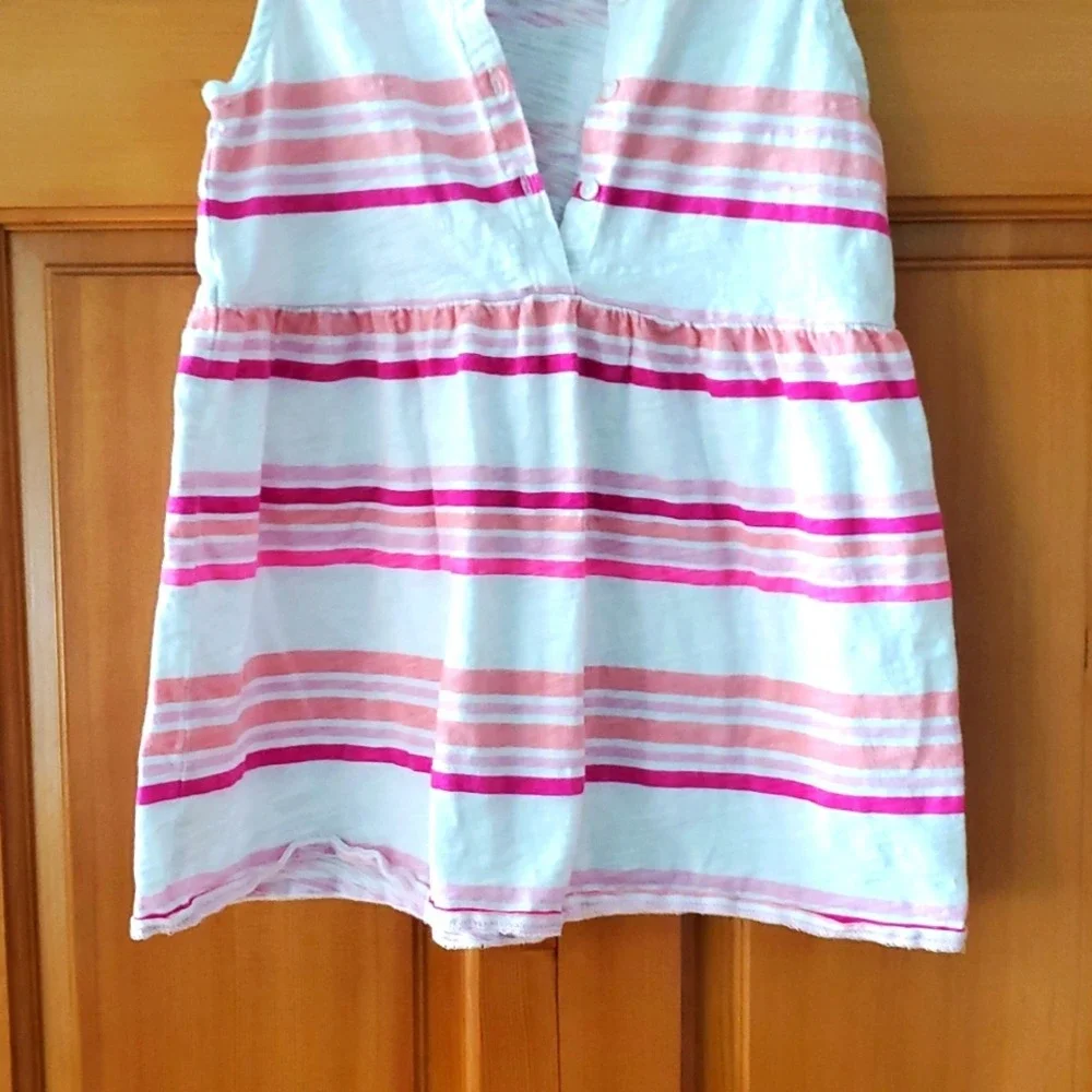 OshKosh Girls Size 7‎ Sleeveless Pink and White Striped Tunic Top